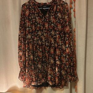 Aakaa Black and Orange Floral Blouse